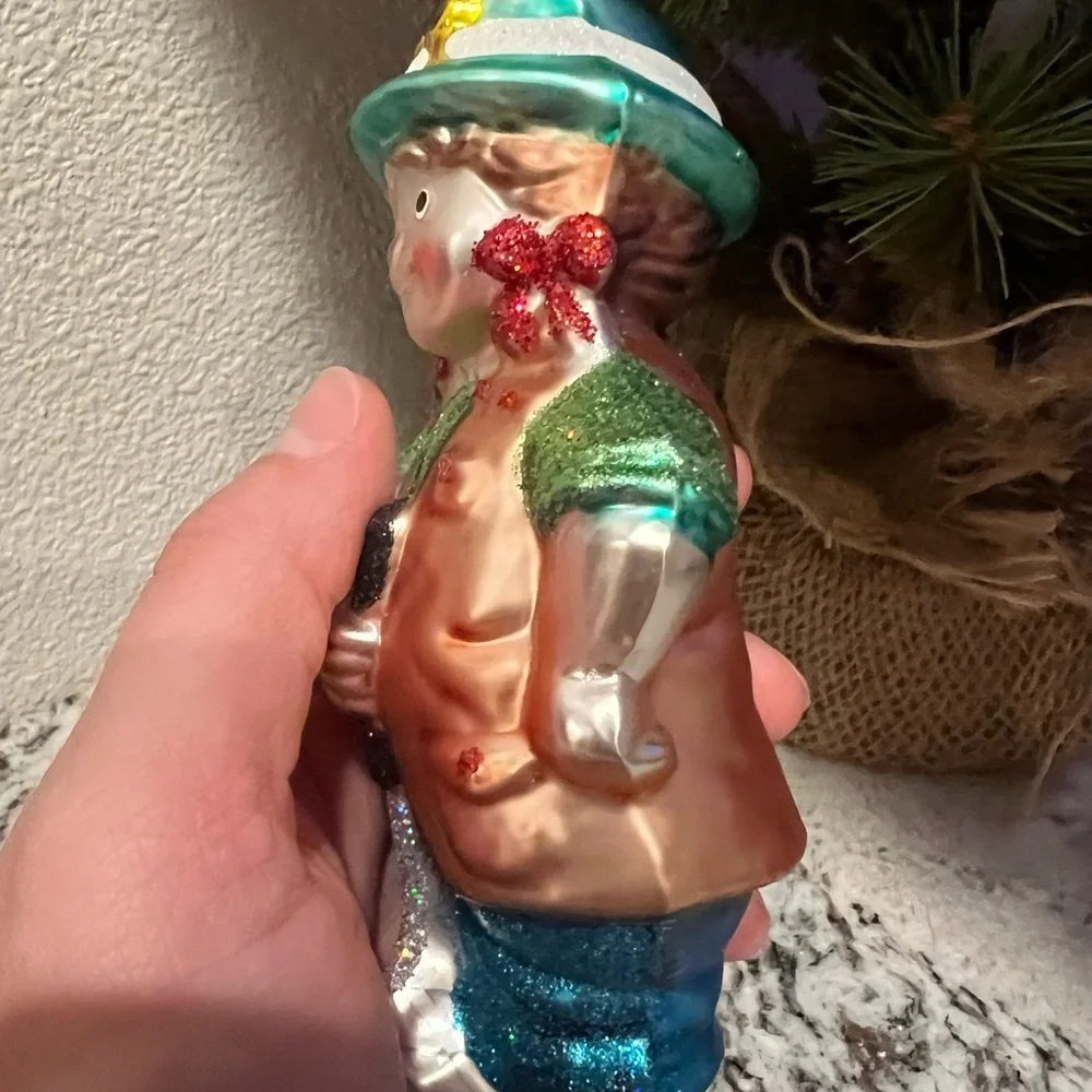 Fisherman Blown Glass Christmas Ornament Trout Creel Catch of Day Fish